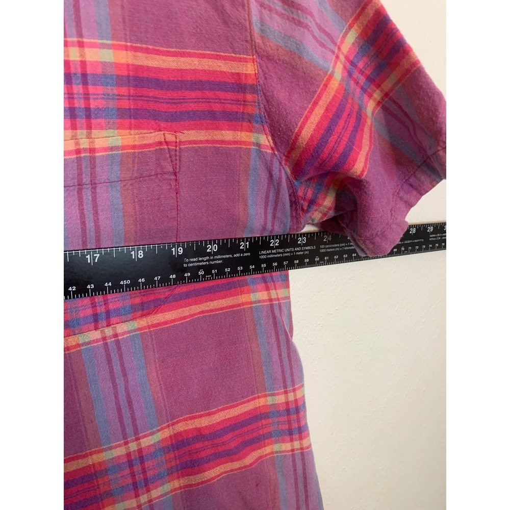 Vintage Tip Top Plaid Button Down Shirt Women's 1X Cotton Purple Pink 90s Y2K - Picture 5 of 6